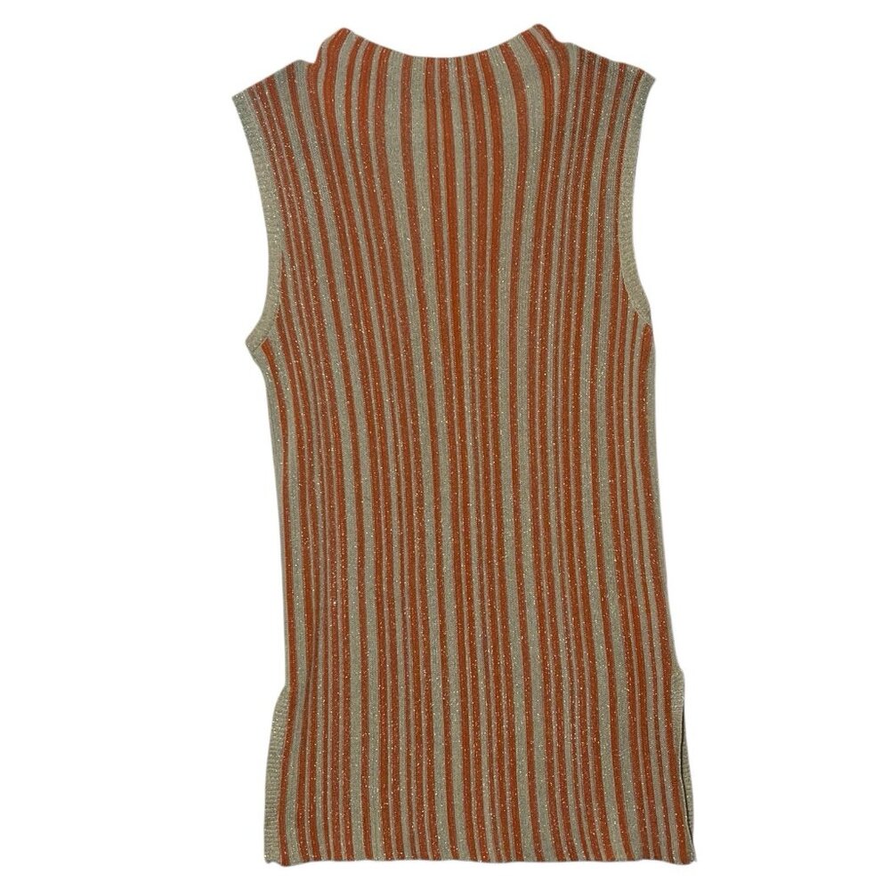 Revolve House of Harlow Top Small orange Gold sleeveless Knit Striped Mock Neck - Picture 4 of 11